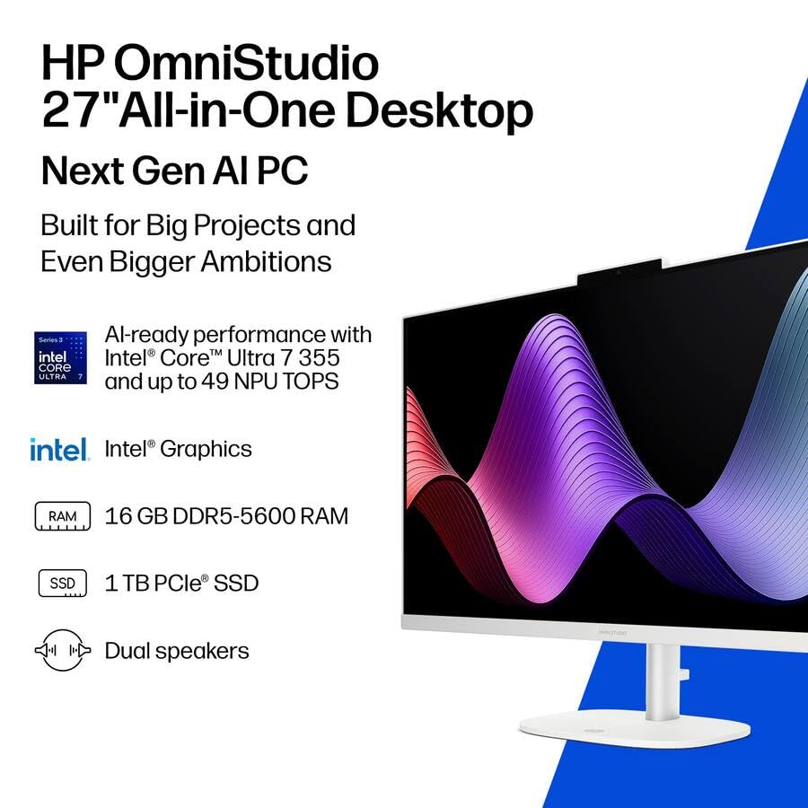 Image of HP OmniStudio 27 All-in-One Desktop Computer Ultra 7 16GB DDR5 1TB SSD