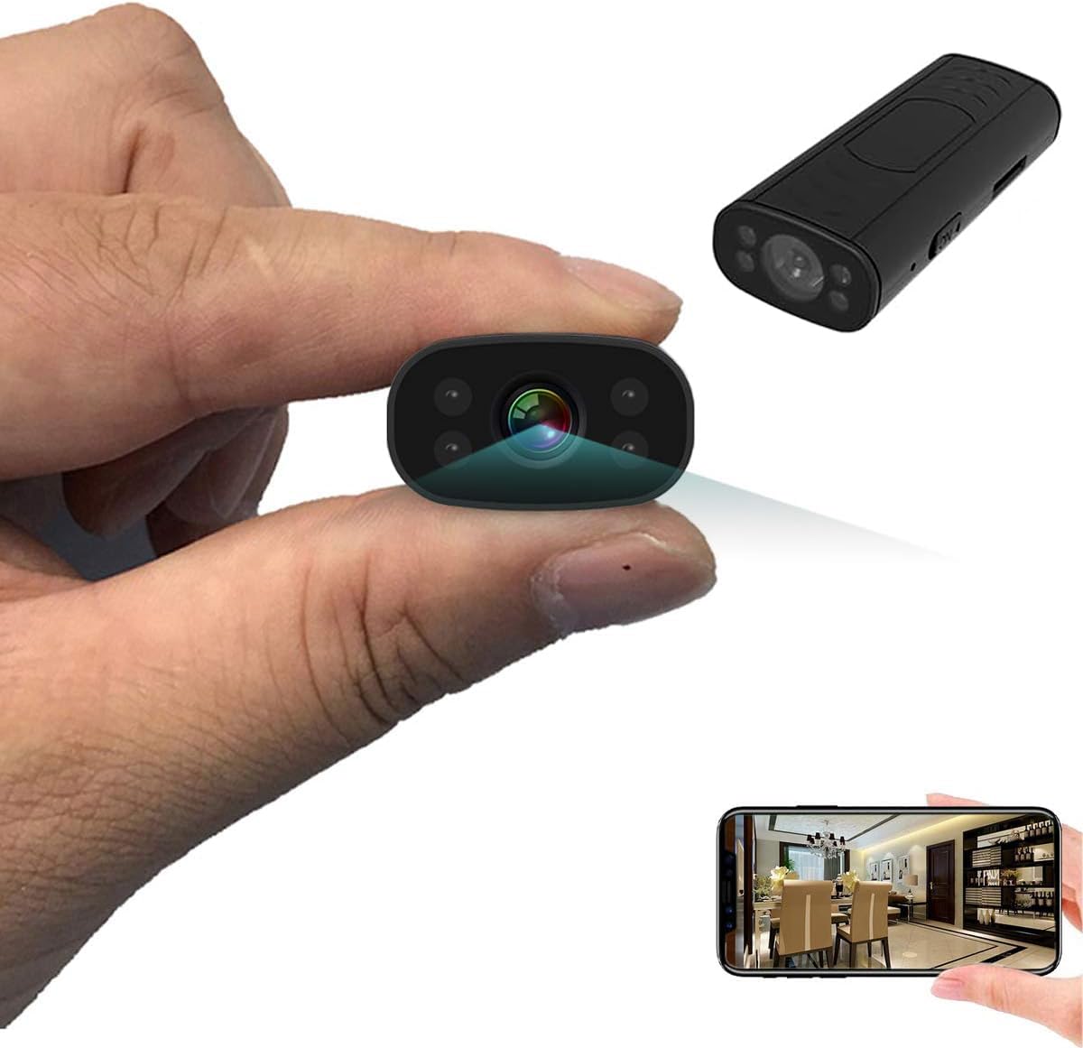 TECHNOVIEW WiFi Camera, 1080p Full HD, 150° View Angle, Night Hd Vision, Motion Detection, Mini Body, Remote Playback, Supports 128G SD Card