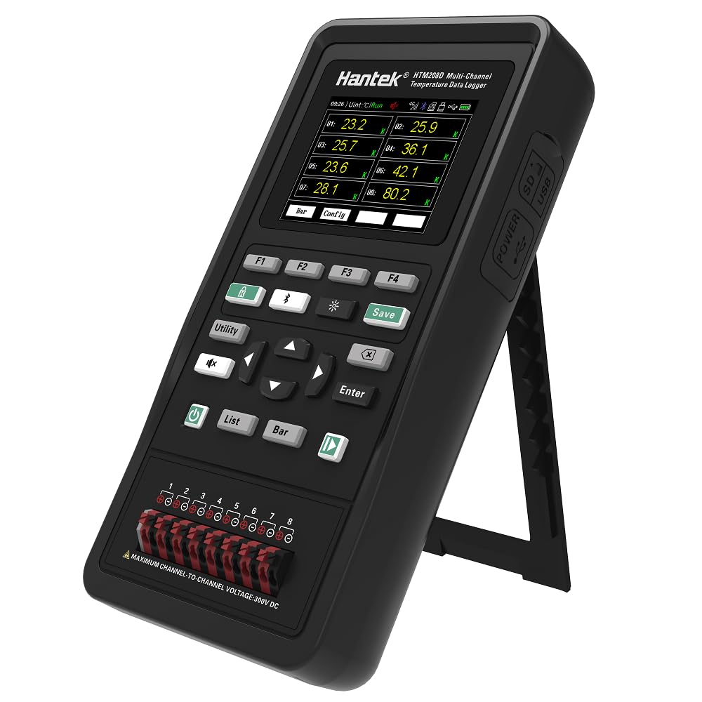 Hantek HTM200 Series Multi-Channel Temperature Detector,320 * 240 TFT,Type-C,Support The Test of 11 Types of thermocouples Such as J/K/T/E/S/N/B/R/A/C/D(HTM202D)