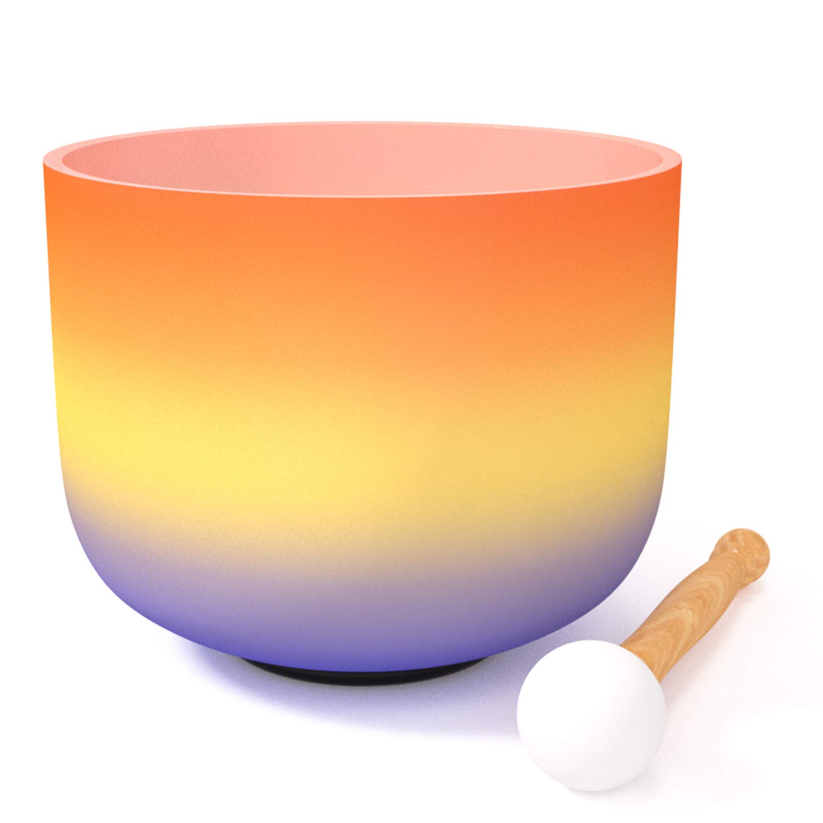 440 Hz 20 cm givré Perfect Pitch Cœur Chakra Bol chantant en cristal Quartz Bol chantant avec joint torique et de nouveaux Cristal Maillet (20 CM, Orange arc-en-ciel)