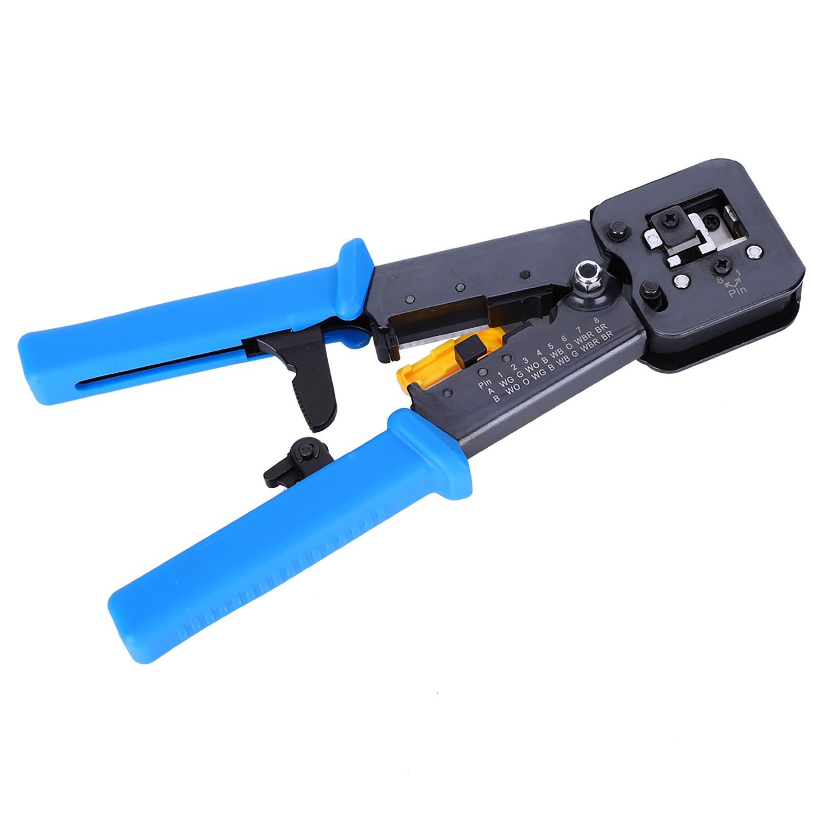 Crimpatrice per cavi di rete multifunzionale, spelafili e pinza a crimpare per connettori RJ45 e RJ11 a 4P, 6P, 8P con impugnatura ergonomica antiscivolo