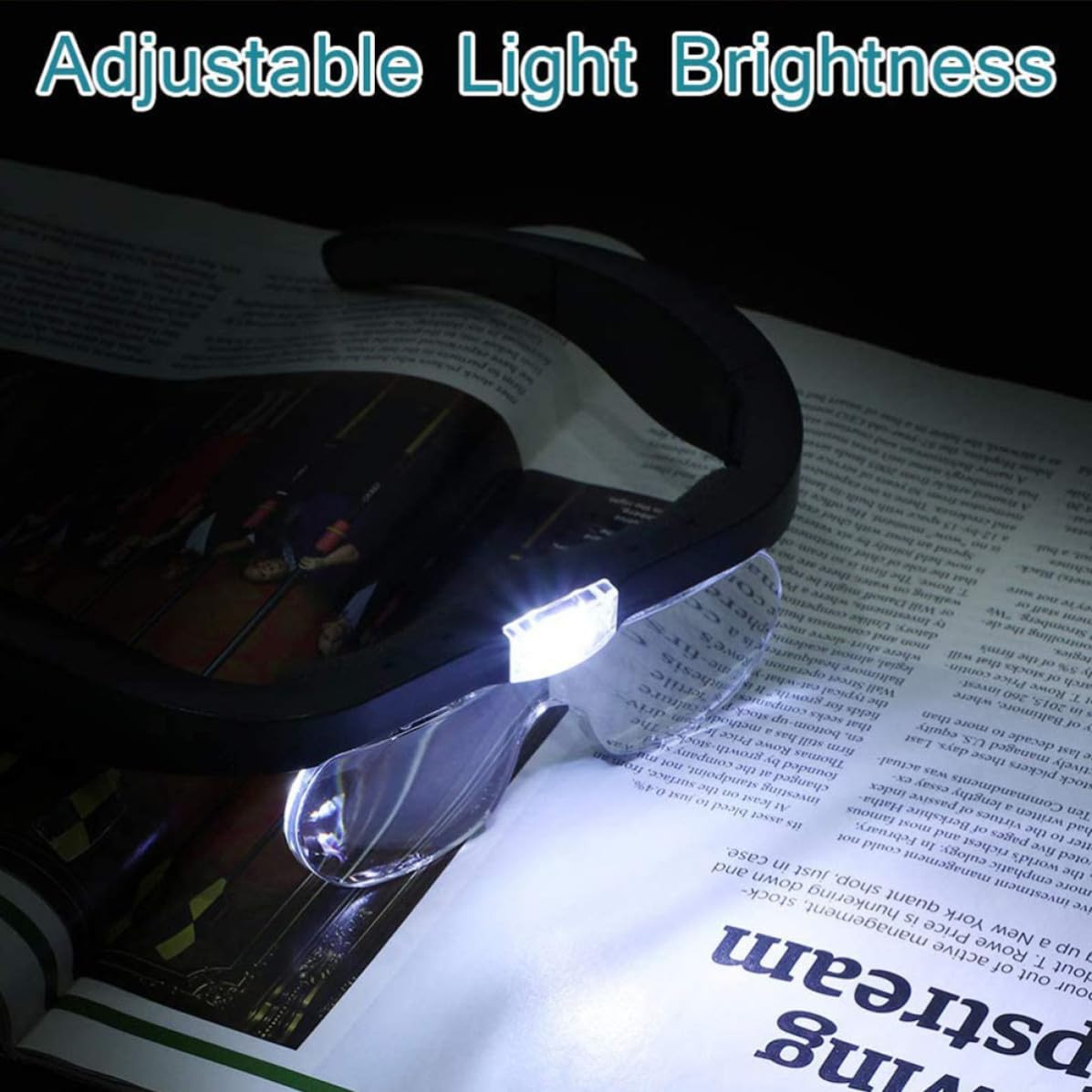 POPETPOP Lupa de Lectura Lupa Montada Cabeza Luz LED Recargable, 4 Grupos de Lentes, Negra, para Bordado y Coleccionismo de Antigüedades, para Seniors y Joyeros