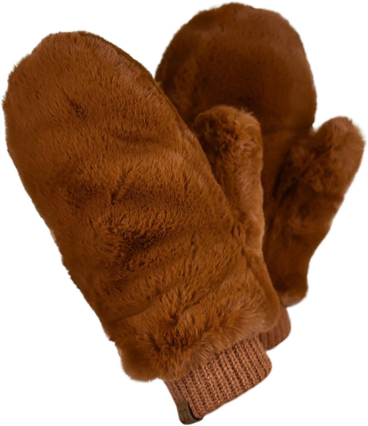 C.C Women's Faux Fur Wrist Length Fingerless Sherpa Lined Convertible Mittens Gloves