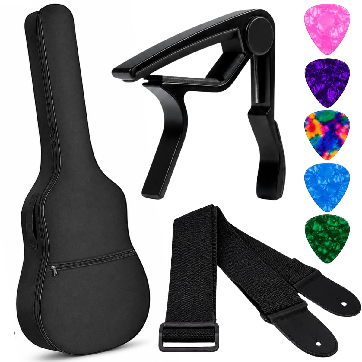IMAGINEA Guitar Accessories Kit with Guitar Strap, Gig Bag, Z-Capo & 5 Picks | Combo Pack for Acoustic, Electric Guitar Beginners-image-12