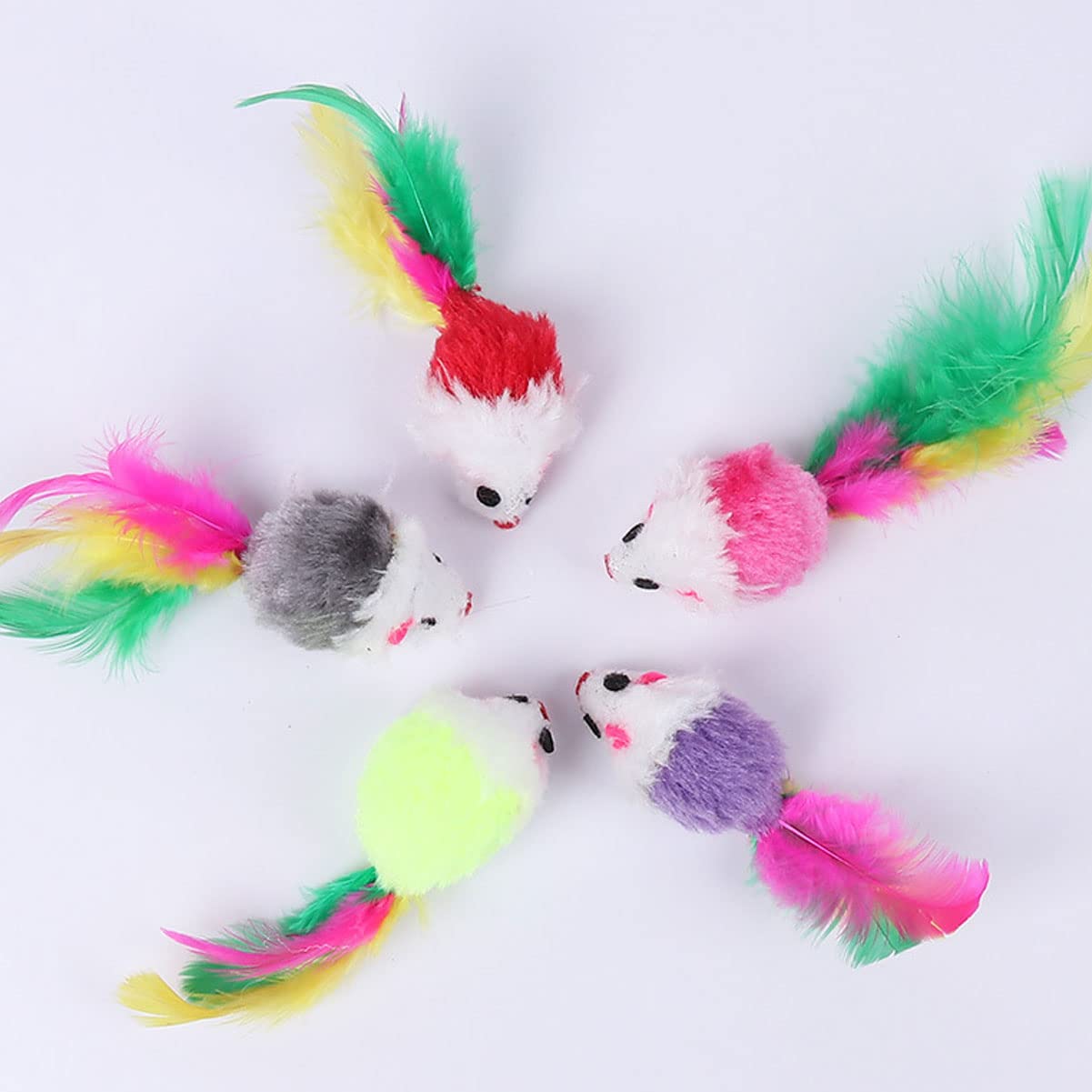Interactive Cat Toys Cat Toy Mice With Feather Tails & Rattles | Bulk ...