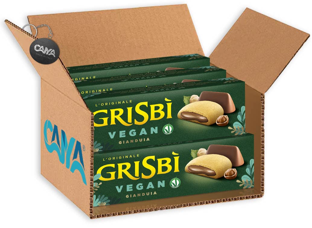 6X Grisbi Vegan Gianduia Frolle Ripiene di Crema Gianduia Vegana 135g - NOVITA' [CAIYA® BOX da 6 Confezioni]