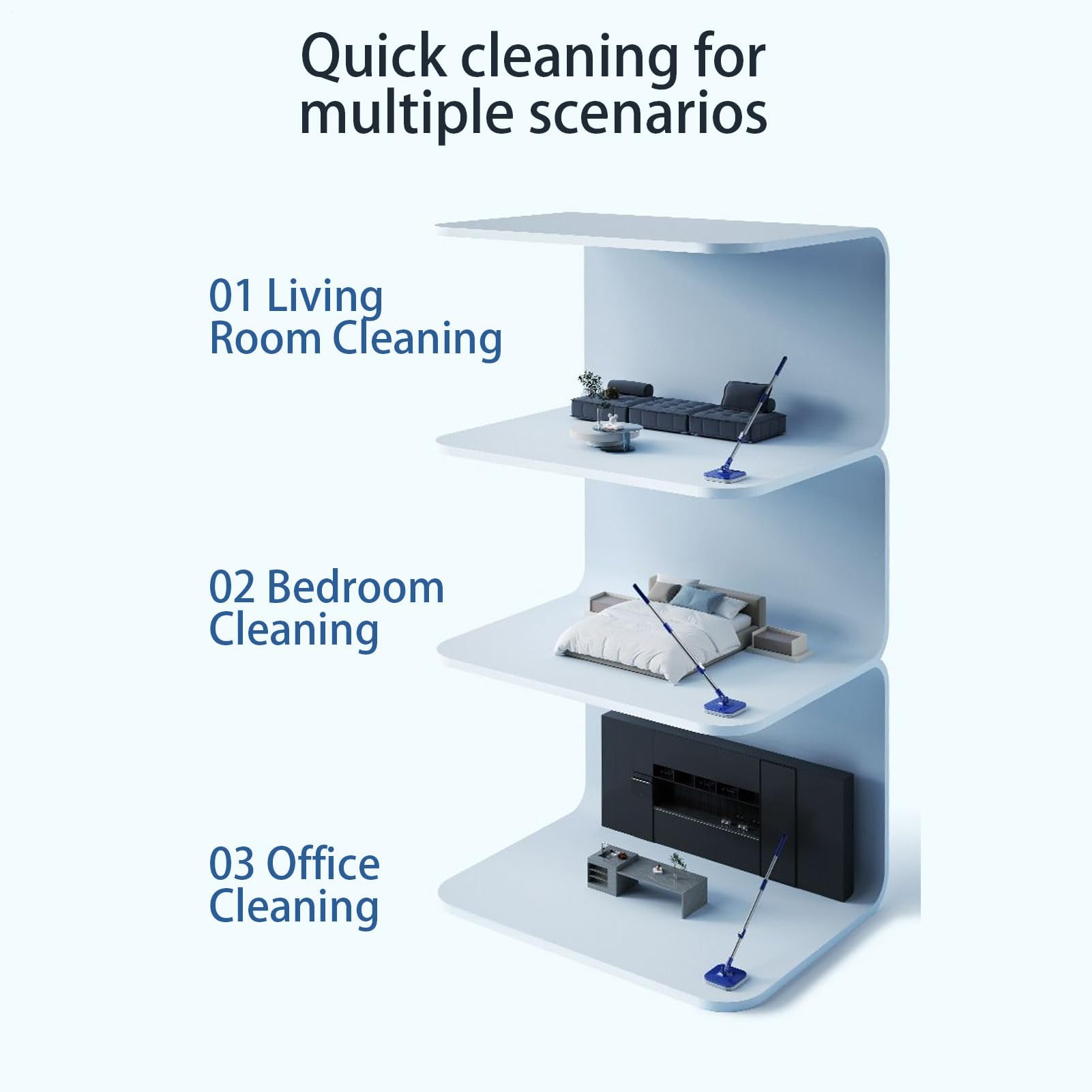 Spin Mop - Mopa giratoria de 360 grados con cubo para una limpieza eficaz del suelo en la cocina, sala de estar, dormitorio, comedor, apartamento y sótano