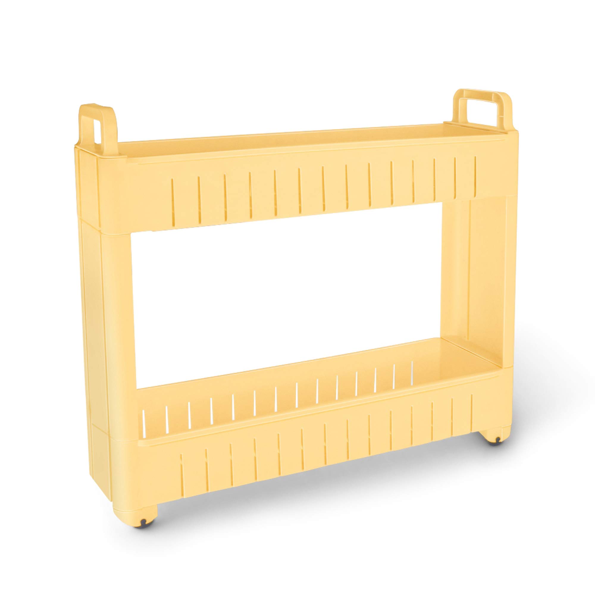 MILTON Roller Shelf 2 Layer Multipurpose Plastic Storage Organizer Rack with Wheels, Slim Slide Out Kitchen Trolley, Yellow for Kitchen, Bathroom, Office (B089D8TJPH) Amazon Price History, Amazon Price Tracker