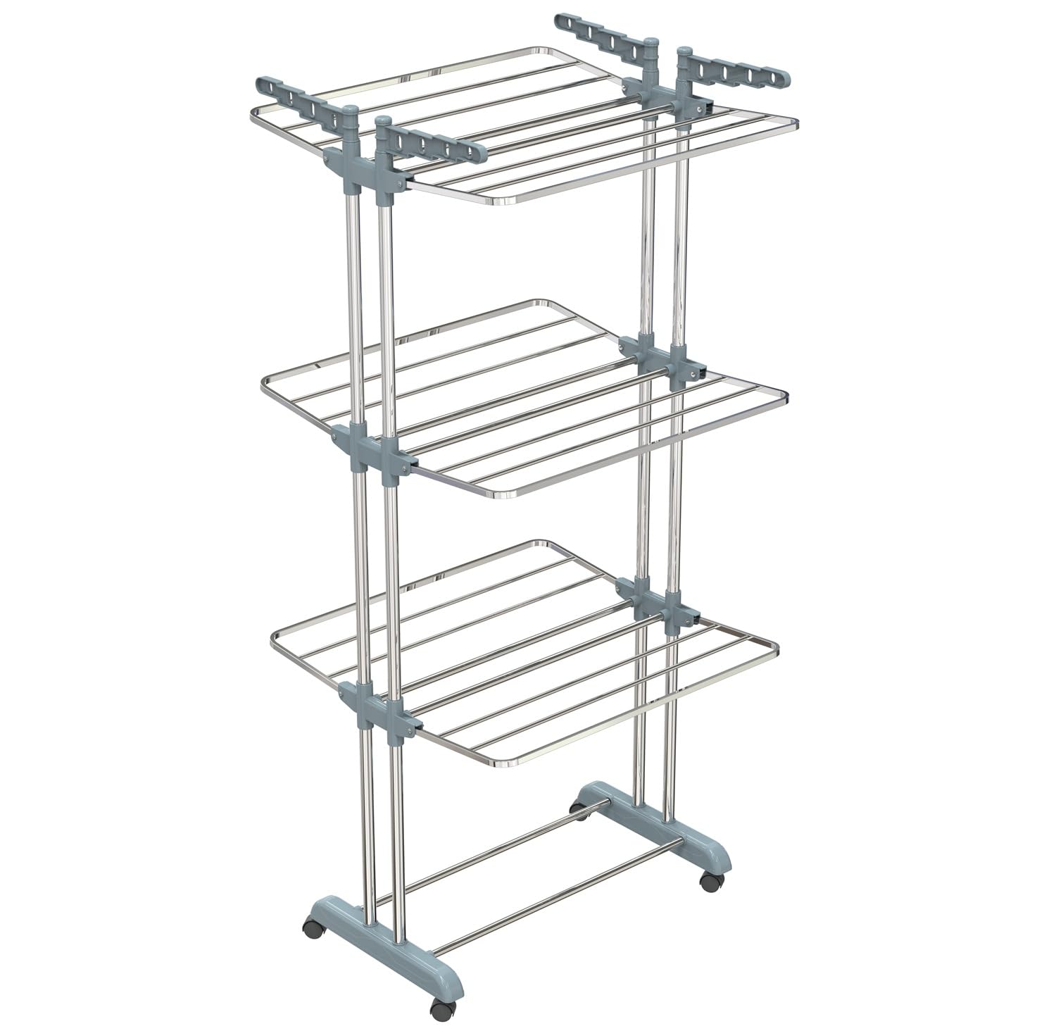 LiMETRO STEEL Premium Clothes Drying Stand Foldable with Wings | Heavy Duty Steel Clothes Stand | Rust Proof Cloth Dryer Stand | Space Saving Clothes Drying Rack for Balcony & Indoor Use