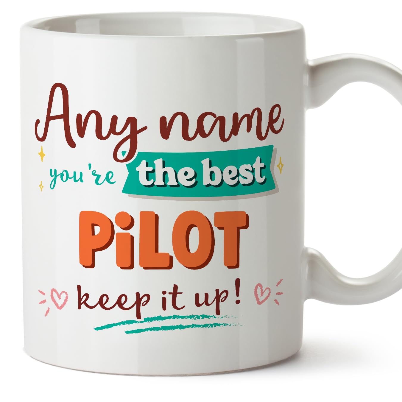 MUGFFINS Personalised Mug for Pilot Woman - in English - Keep it up! - Funny Custom Gift for Colleagues - Ceramic 11oz Mug