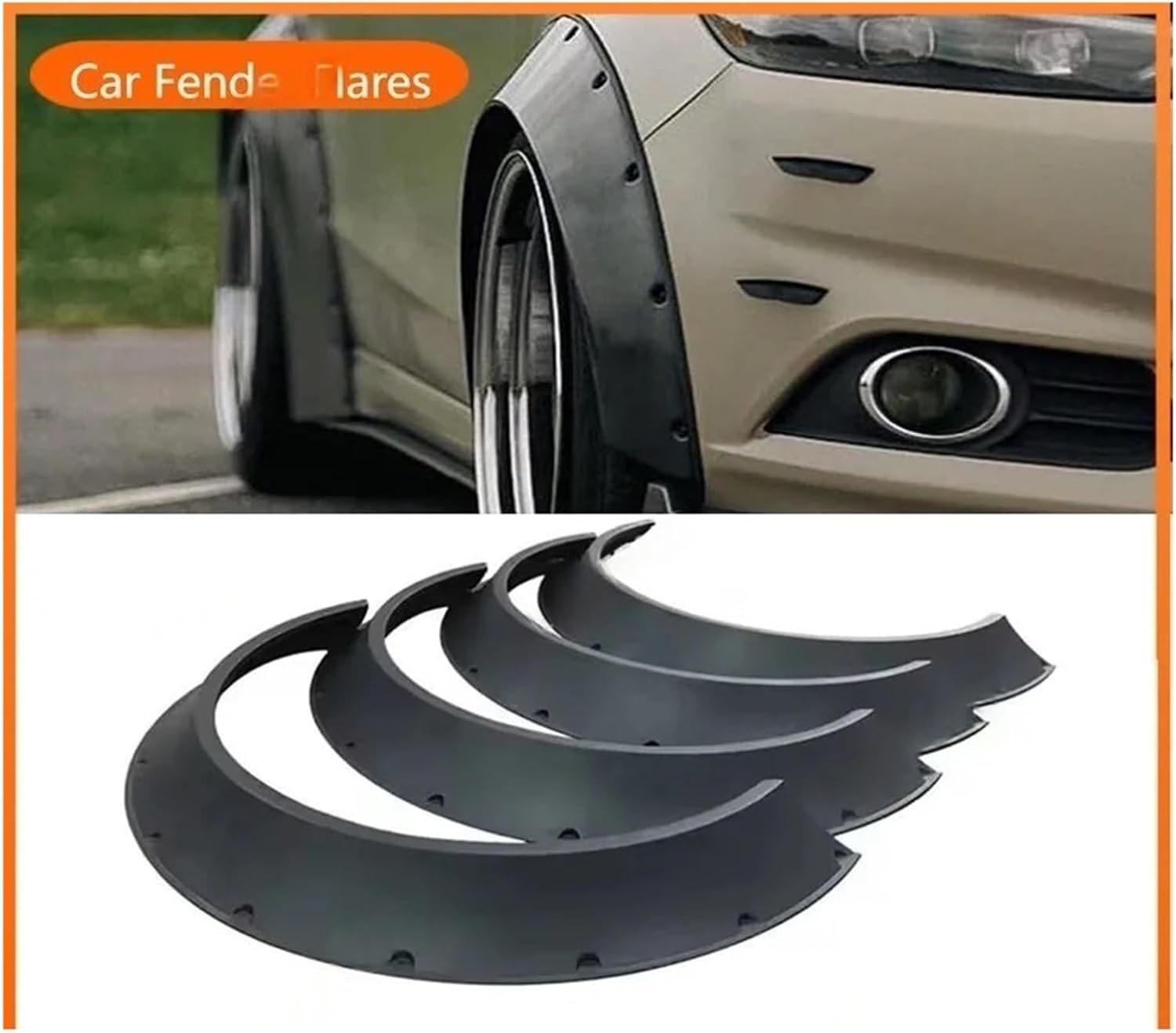 Car Arch Wide Body Wheel Eyebrow Fender Flares Compatible with Ford Fusion Protector Mudguards Cover 4PCS Matt Black