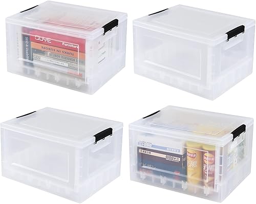 Miniatura 7 de Anbers Cajas de almacenamiento de plástico transparente de 30 litros con tapas, contenedores de almacenamiento plegables, paquete de 4, F5683-4-AN-4