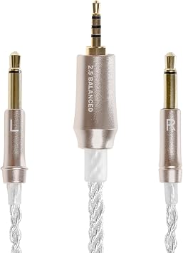 MEZE AUDIO | 99 Series Silver Plated Upgrade Balanced 2.5mm Jack | Headphones HiFi Replacement 2.5mm Male to Dual TS Mono 3.5mm Male Connector Plug | Length 1.2m/3.9ft