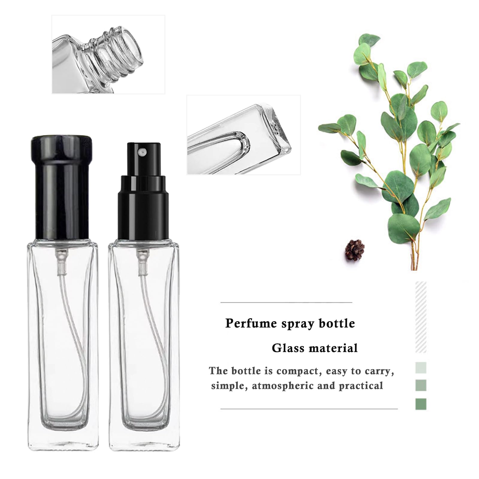 Butelka z rozpylaczem do perfum 30 ml, 6 szt., mini przenośna szklana butelka z rozpylaczem, mała butelka z rozpylaczem z drobną mgłą, szklana butelka z rozpylaczem do wielokrotnego napełniania