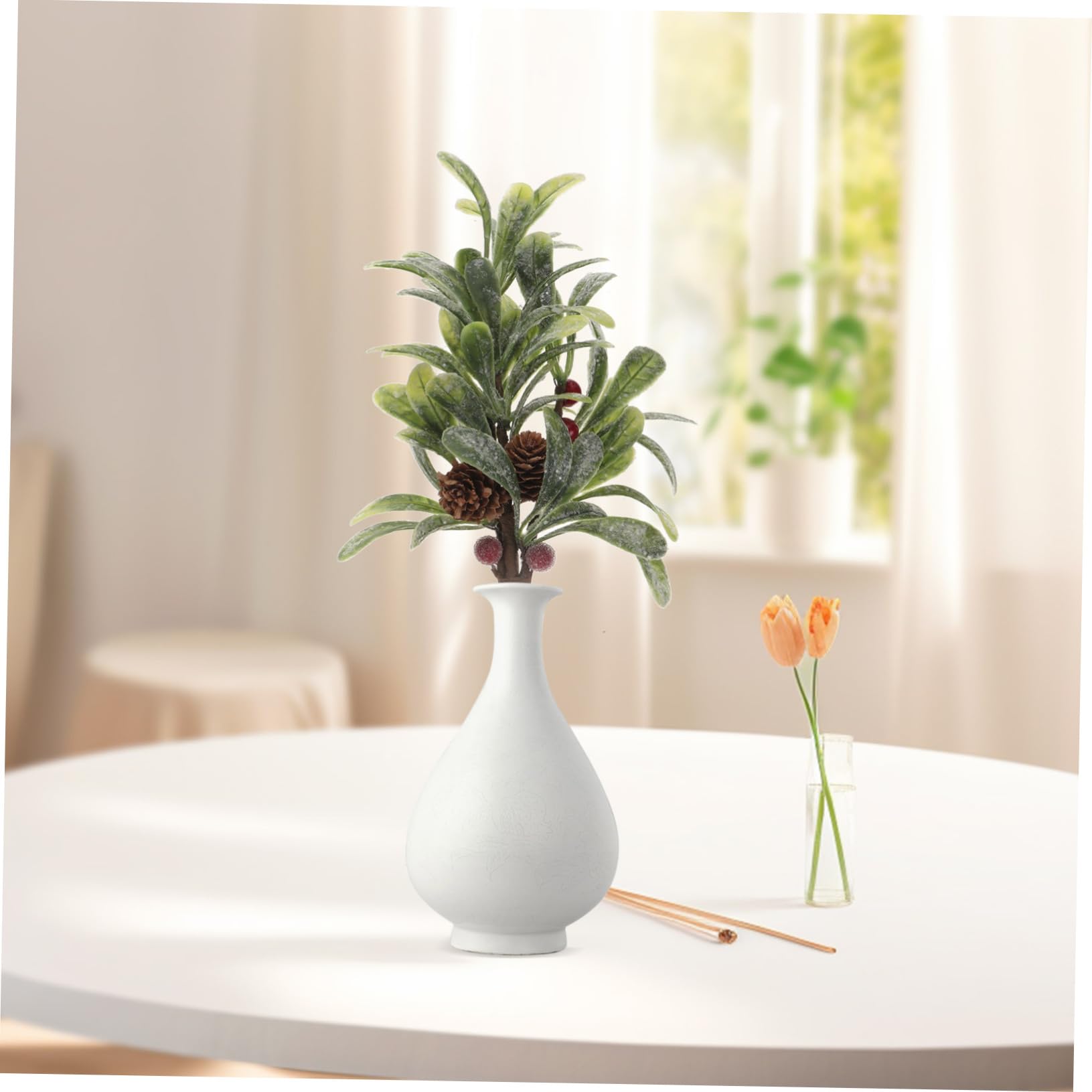 ABOOFAN 5st Künstlicher Mistelzweig Weihnachtsmistelzweig Gefälschter Mistelzweig Türbehang Mistel Weihnachtsblumenzweig Weihnachts-Mistelzweig-anhänger- Simulationsauswahl Plastik
