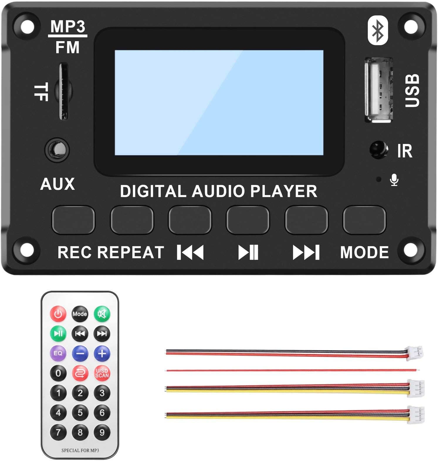 Yuuinnter Car Bluetooth MP3 Decoder Board LCD Display MP3 Audio Module Speaker Support FM Radio AUX USB Decoding MP3 Player