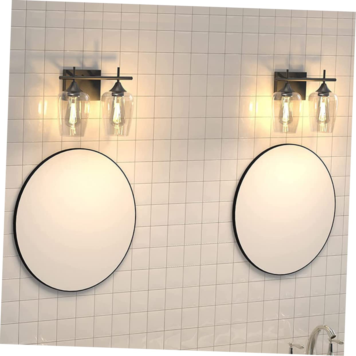 Veemoon Retro Flammige Bad Wandlampe mit Klarglas und Vintage Spiegelleuchte für Flur Schlafzimmer Wohnzimmer Stilvolle Badezimmerbeleuchtung mit Natürlicher Warmer Atmosphäre