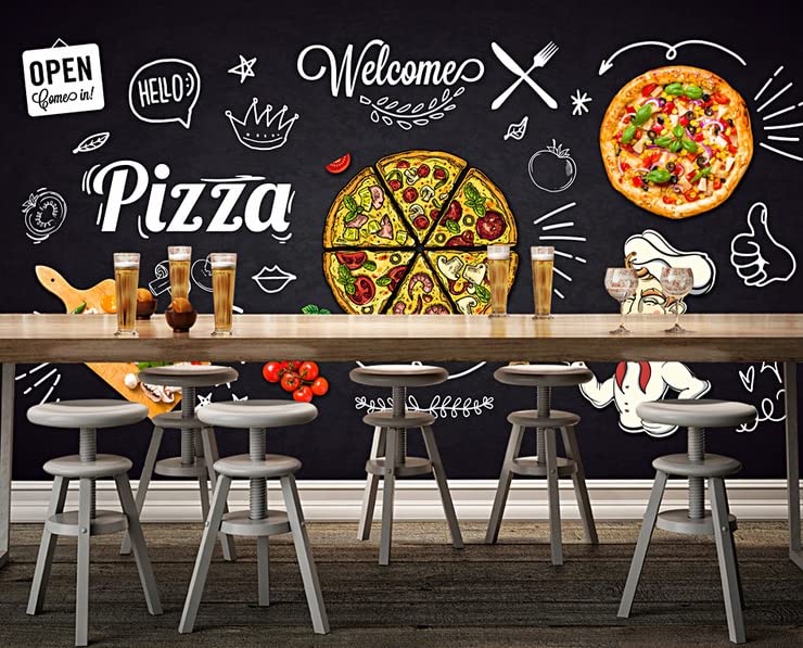 Custom Size Wall Murals,Pizza Wall Mural for Western Restaurants?Removable Peel and Stick Self-Adhesive Wall Murals Large Photo Wallpaper