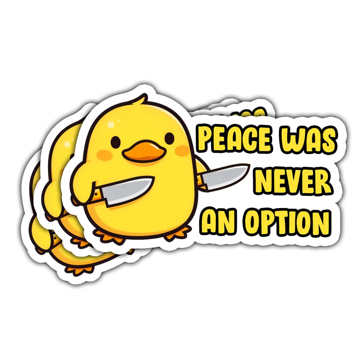 3 Pcs Peace was Never an Option Sticker, Yellow Duck with Knife Sticker, Goose Sticker, Meme Bumper Peace Stickers- Vinyl Stickers for Water Bottles