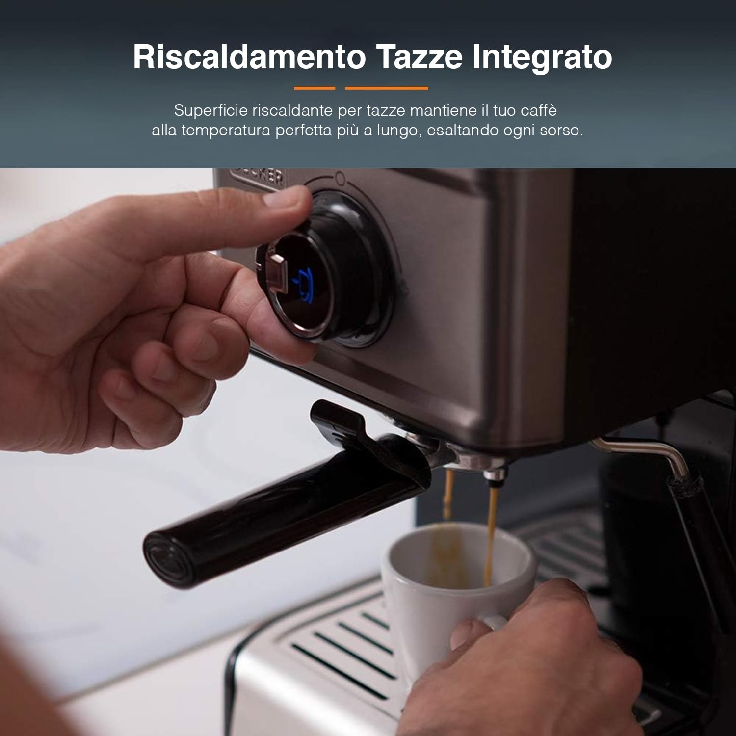Avilia Macchina per Caffè Espresso Compatibile con Cialde e Caffè Macinato - per 1 o 2 Tazze con Frullino Montalatte, in Acciaio Inox, 32x19.3x31.5cm, 1200W, 15bar, Nero