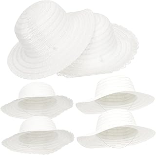 LABRIMP 8pcs DIY Straw Hat Kids Hats Blank Hat Straw Hats for Crafts Painting Crafts for Kids Craft Kits for Kids White Painted Suite Natural Grass Plain Hat