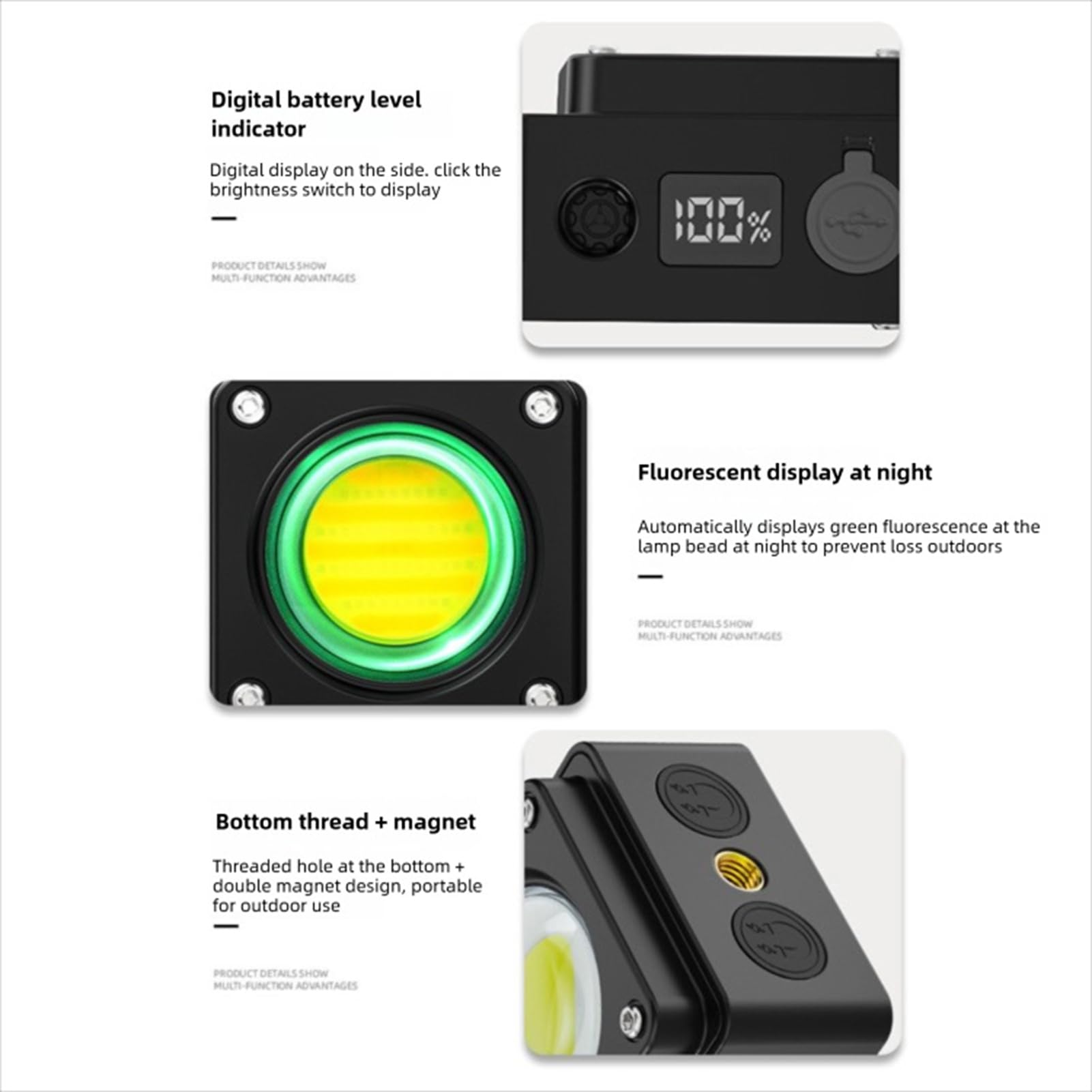 Campingleuchten, 3500 Lm LED-Laterne und Taschenlampe mit Wiederaufladbarem 3000-mAh-Akku, Einstellbare Helligkeit für Camping, Wandern, Notstromausfall (BLACK)