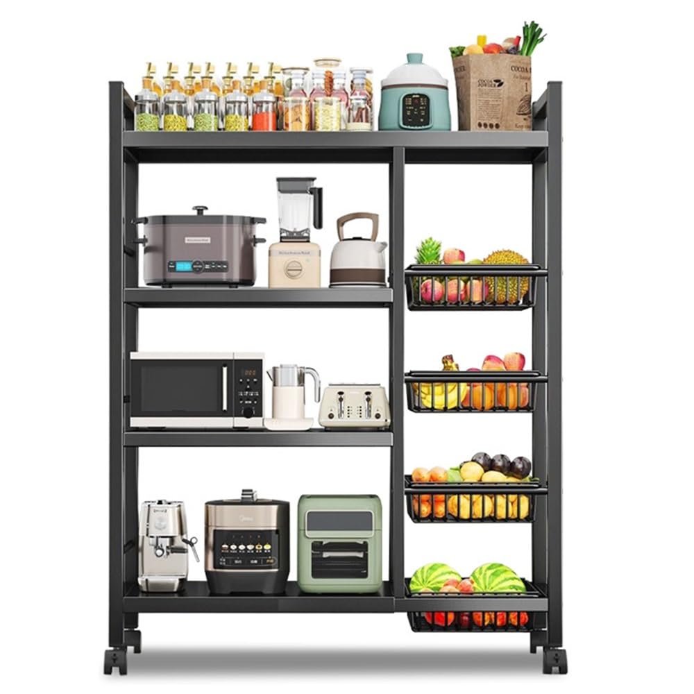 キッチン　棚　ワゴン　ラック Amazon.co.jp: キッチンラック レンジラック 4 層 食器棚 高さ135cm