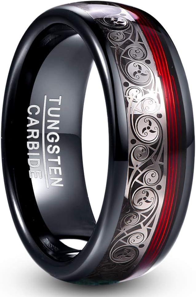 Vakki 8mm Black Tungsten Ring for Men with Celtic Barbados Ubuy