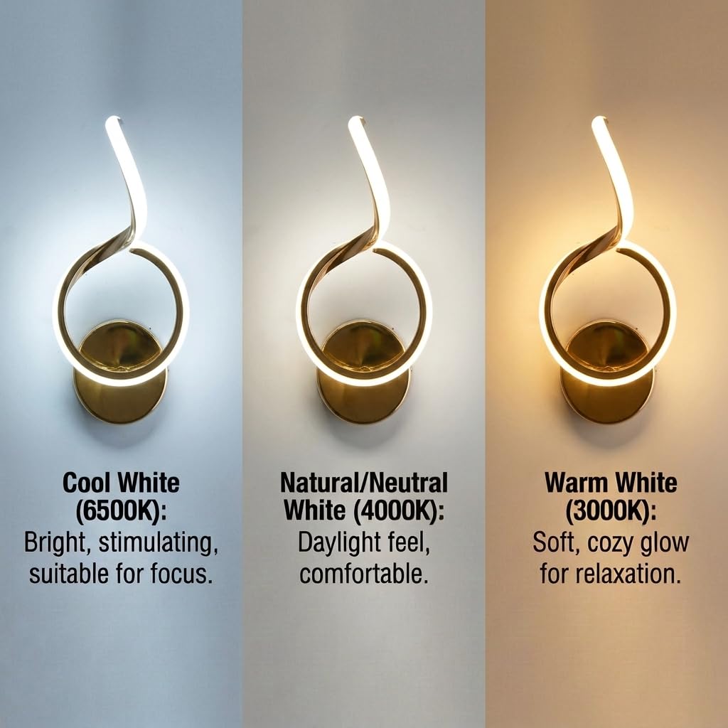 Proudome 3 Color Mode LED Wall Light | Modern Decorative Wall Sconce | Gold Finish Integrated LED Wall Lamp | Designer Indoor Lighting for Living Room, Bedroom, Hallway & Foyer 2