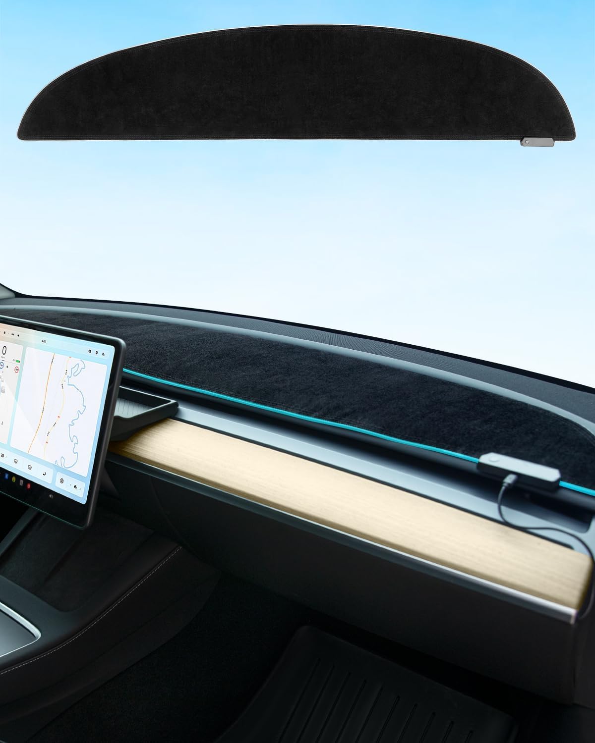 2025 Upgrade Tesla Model 3/Y Accessories Dashboard Cover, LED Ambient Lighting Anti - Glare Sun Protection Dash Mat for Model 3 Y 2016-2024 [No Fit 2025 Y Juniper], Interior Tesla Accessories