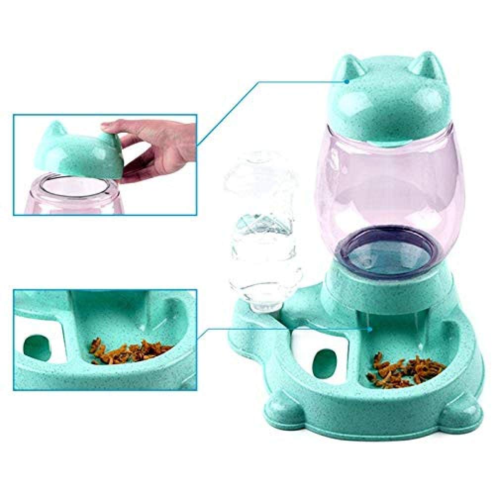 Alimentador automático para Mascotas Dispensador de Comida para Perros para Gatos Dispensador de Agua para tazón de Fuente Suministros para Mascotas (Color: Rosa)-Rosado