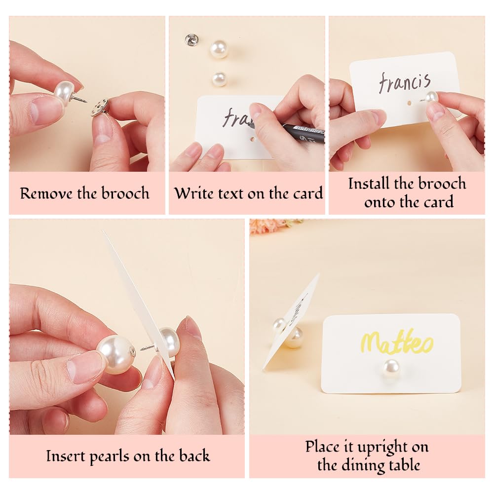 OLYCRAFT 50 Set Dekorative Perlen Platzkartenhalter Großpackung Perlen Kartenständer Set Tischkartenständer Mit Quadratischem PU Lederbeutel Für DIY Hochzeitstisch Namenskarten Einzelhandelsgeschäft