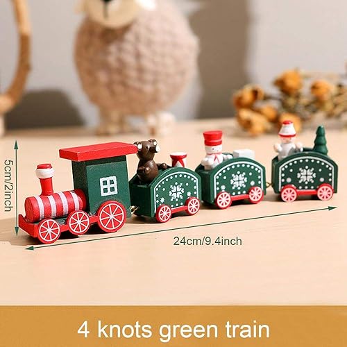 Miniatura 6 de Happy Trees - Tren de Navidad de madera con muñeco de nieve, juego de decoración de tren pequeño para fiesta de Navidad, juguetes de adorno de tren