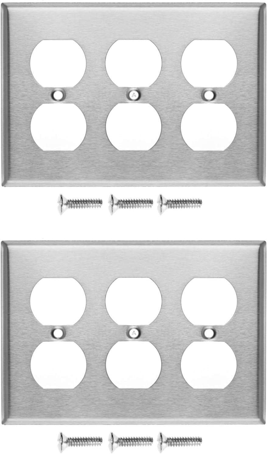 Duplex Receptacle Stainless Steel Wall Plate (1, 1-Gang)