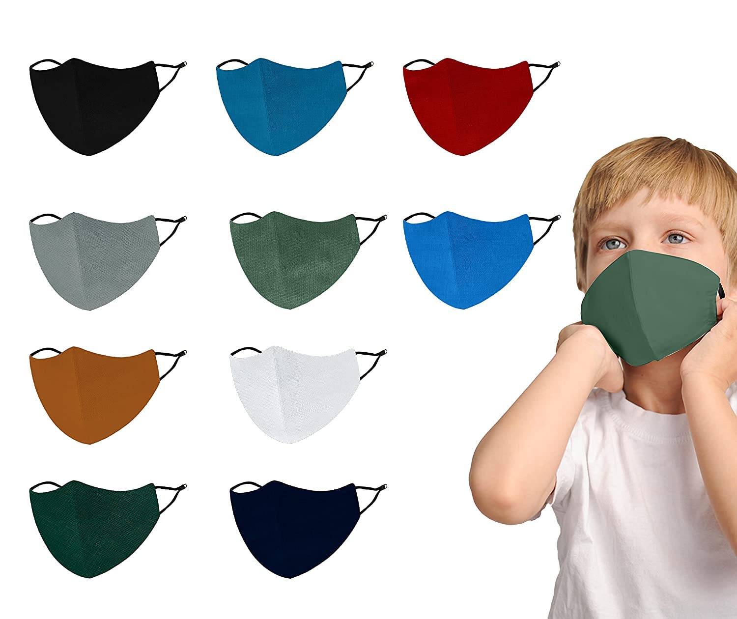 Rahi Trendz 4 Layer, Reusable, with Ear Adjusters, Anti-Bacterial (BFE>99 Percent) Embroidered Cotton Cloth Face Mask Combo for Women, Girls (Pack Of 10), ATYA24, Multi colour, Standard