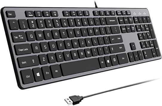 USB Wired Keyboard for Window,Comfortable Quiet Chocolate Keys, Durable Ultra-Slim Wired Computer KeyboardQWERTY for PC, Windows 11/10/8/7/XP/Vista KB1430