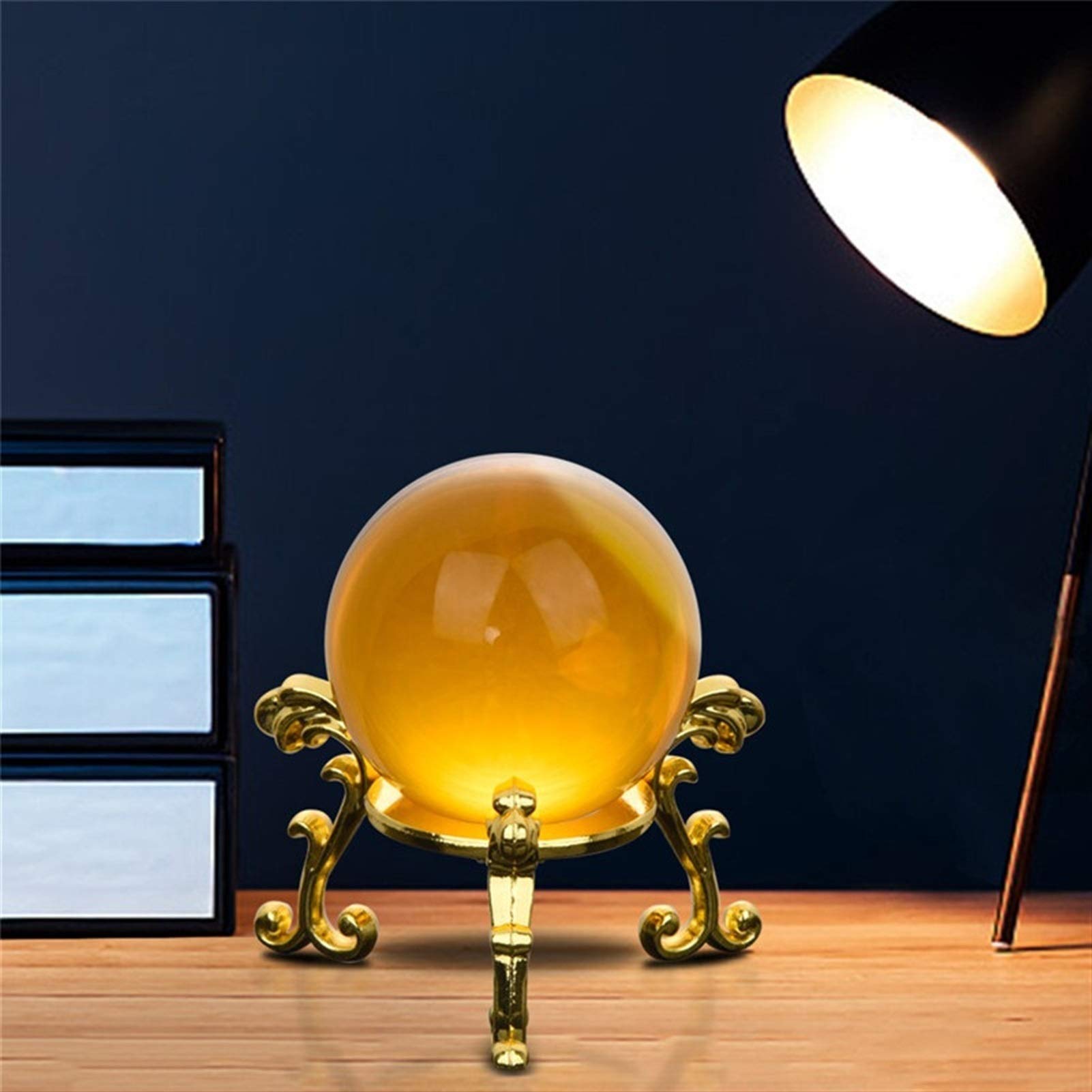 bola de cristal (en la magia occidental) Bola de cristal de 40 mm con placa de oro de oro Combinación de adornos caseros decorativos Decoración de la decoración de la fotografía de bodas bola de crist