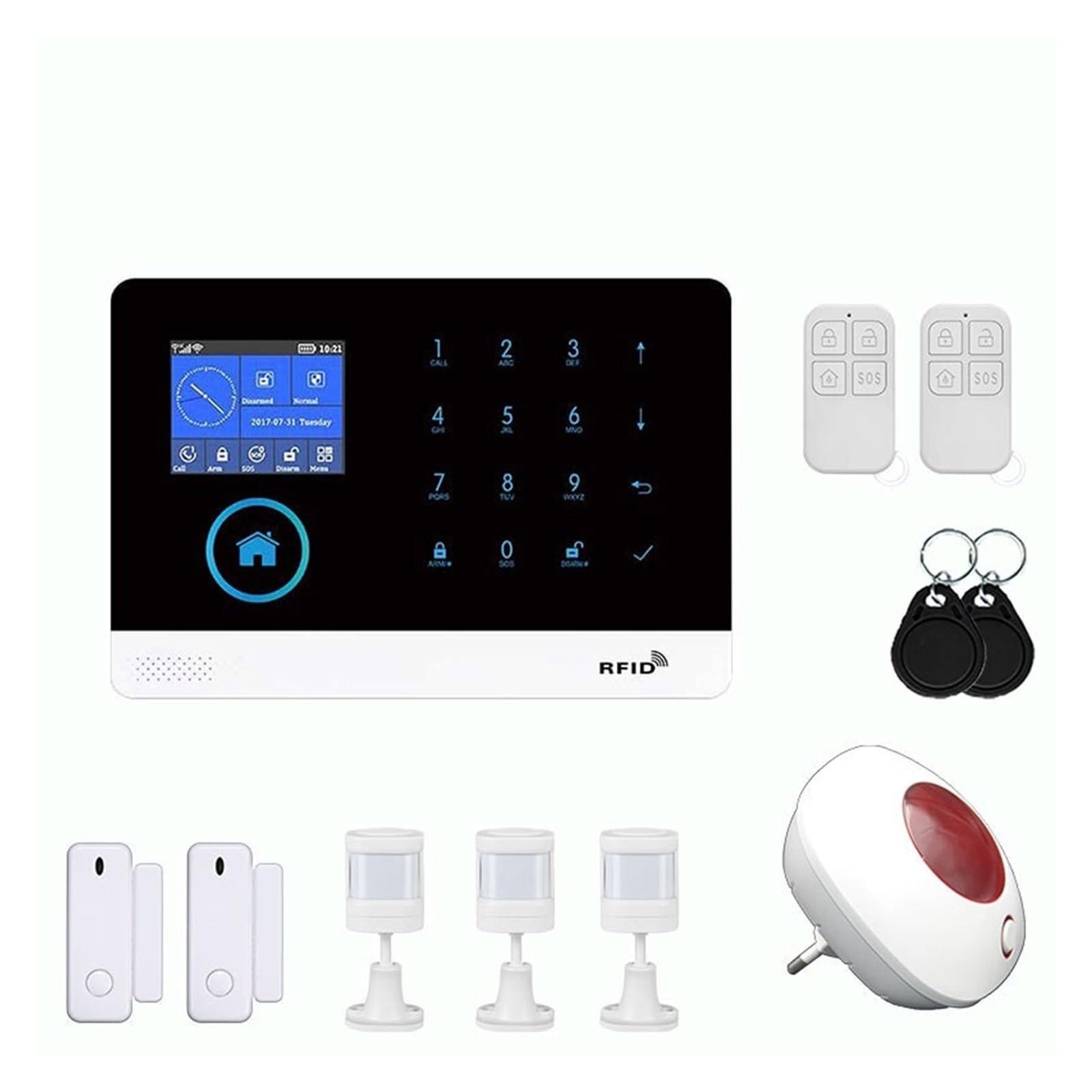 CUDTAPI Smart Security Alarm System GSM 433MHz Wireless Home Anti-theft With Motion Sensor Detector Siren(Kit3)