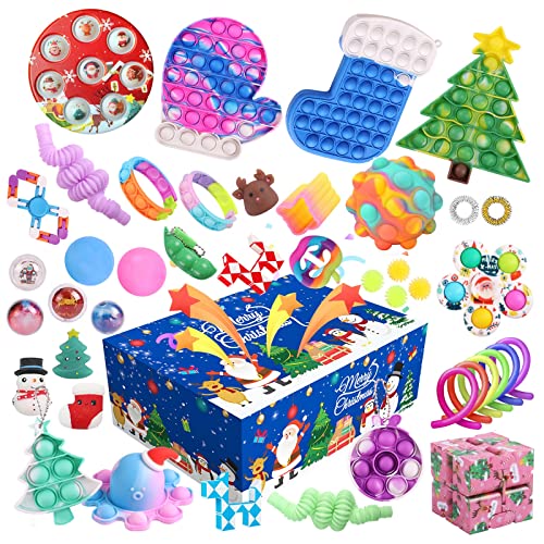 LPOIU Fidget Calendrier de l'Avent 2021 pour enfants - Calendrier de l'Avent avec 24 jours - Boîte à jouets sensoriels à bulles Cover