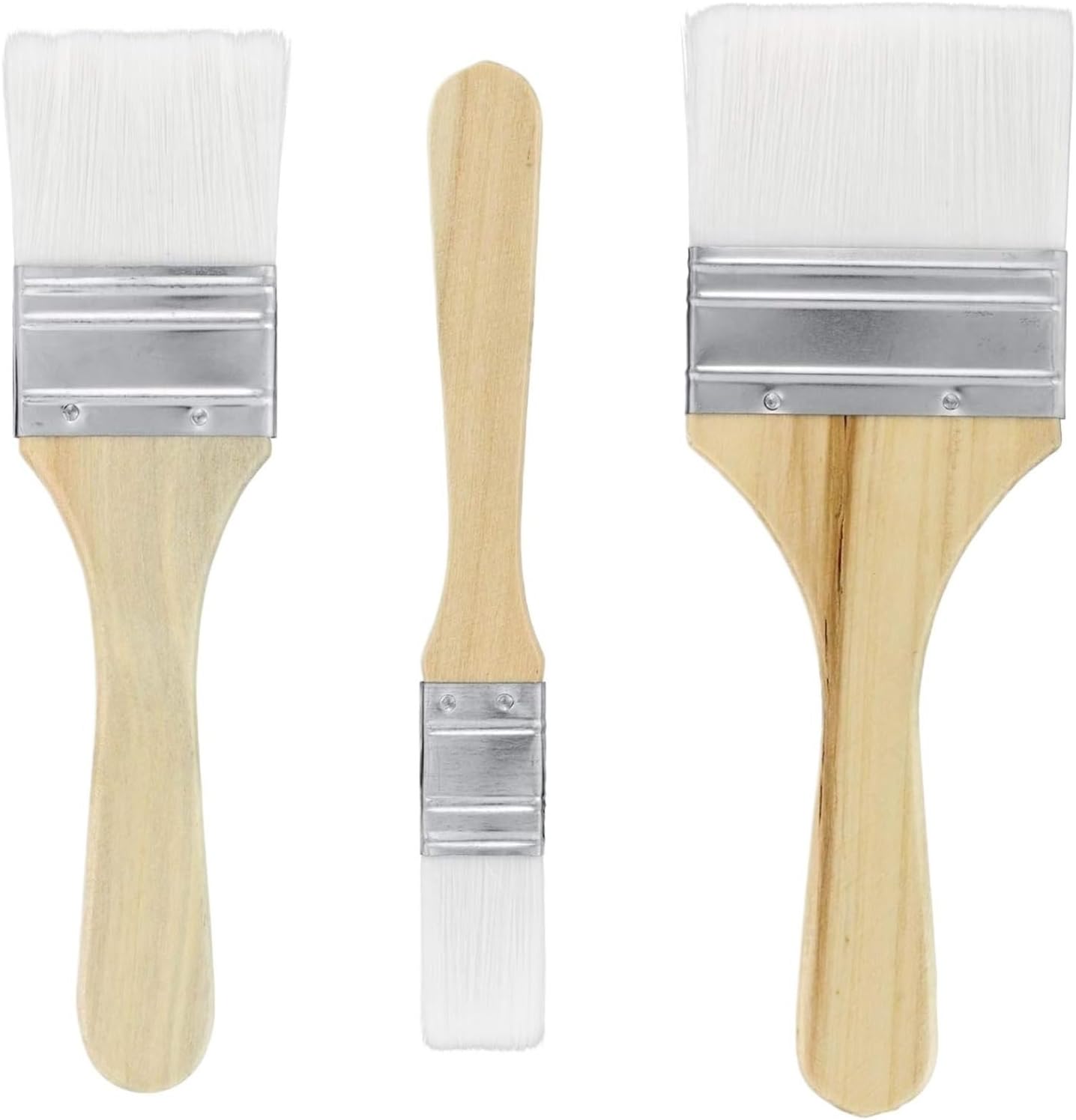 3 Pack, Chip and Utility Brushes,for Stains, Varnishes, Glues, and Gesso, of Variety Size Synthetic Bristle Paint