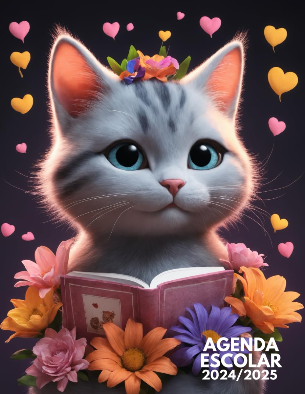 Agenda Escolar 2024-2025 Gato: Organización Semanal y Mensual | Septiembre 2024 - Agosto 2025 | Primaria | Universidad | Estudiante | Escuela Secundaria | alumno | Español |