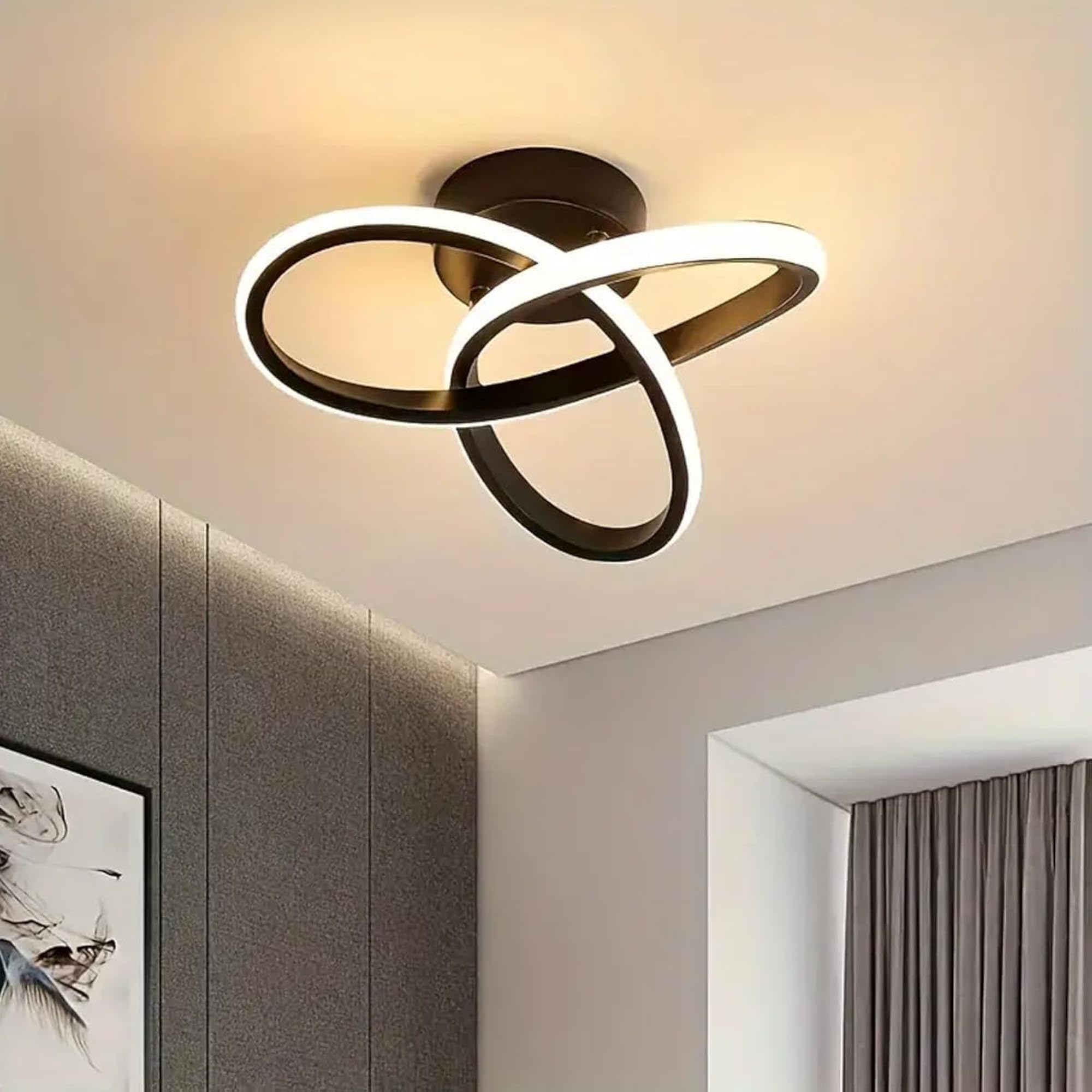 3-in-1 LED Wall Light with Switch, Black Ceiling Light