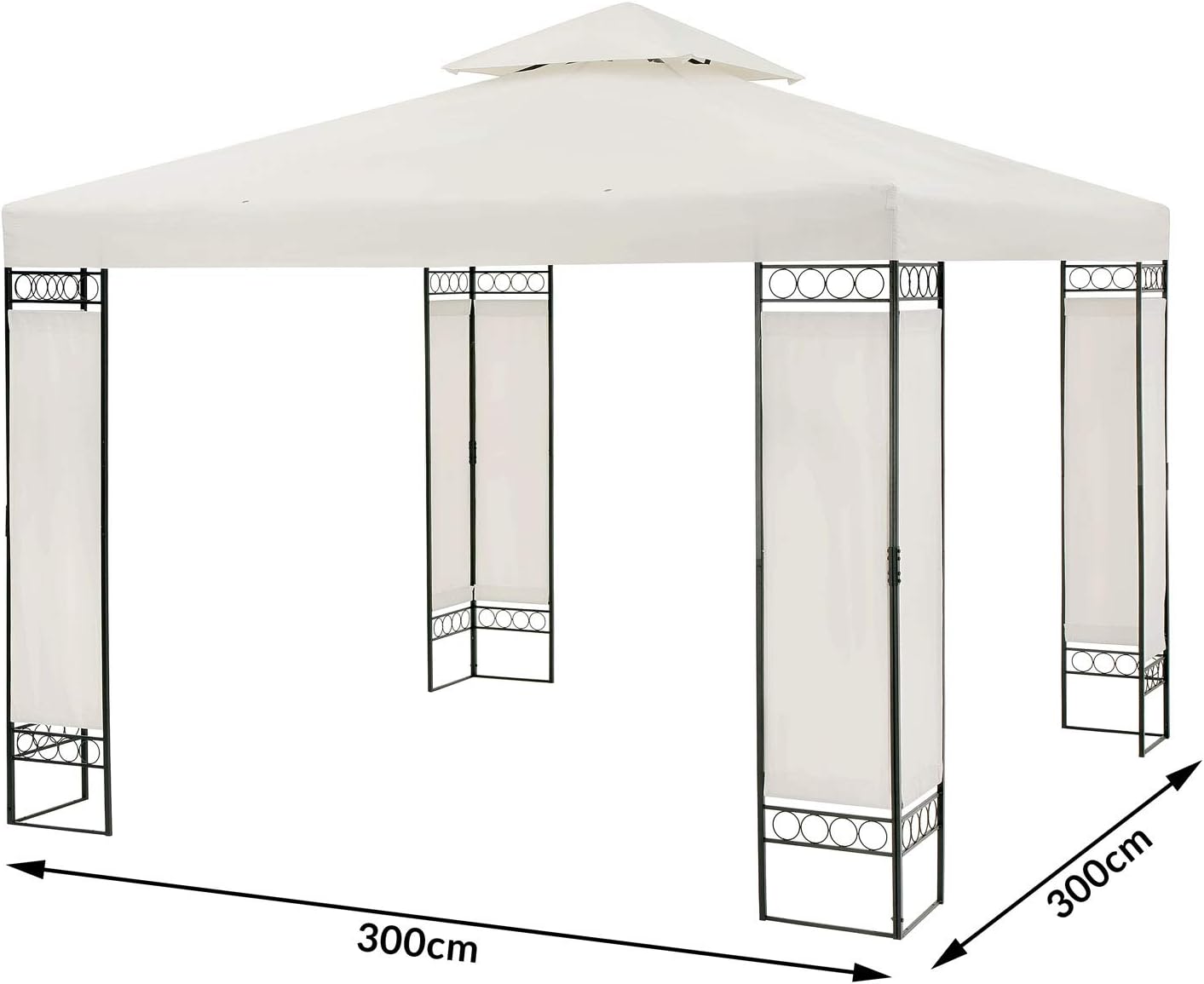 Gazebo corner showing integrated rope loops for anchoring