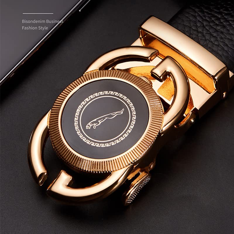 Men Belts Metal Automatic Buckle Brand Leather Belts for Men Famous Brand Luxury Work Business Strap (Gold)3