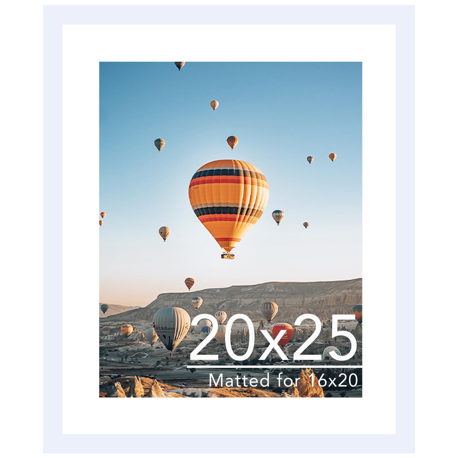 JCJMY 20x25 Picture Frame with 16x20 Mat, Display Photo 16x20 with Mat or 20 x 25 Without Mat, Wall Hanging Large 20 by 25 Poster Frame with Plexiglass, White