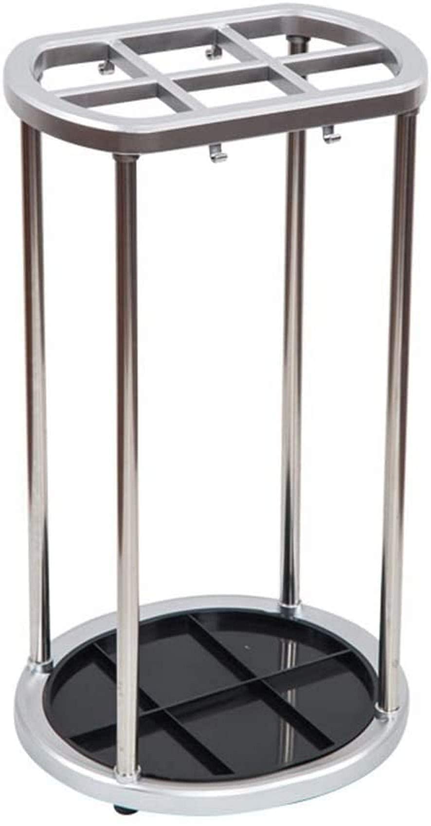 DFGHNBVC Large Capacity Umbrella Stand Rack - 6 Hole Commercial Holder For Hotel, Bank, And Office - 33" Folding Cane Storage With Drip Tray And Hook