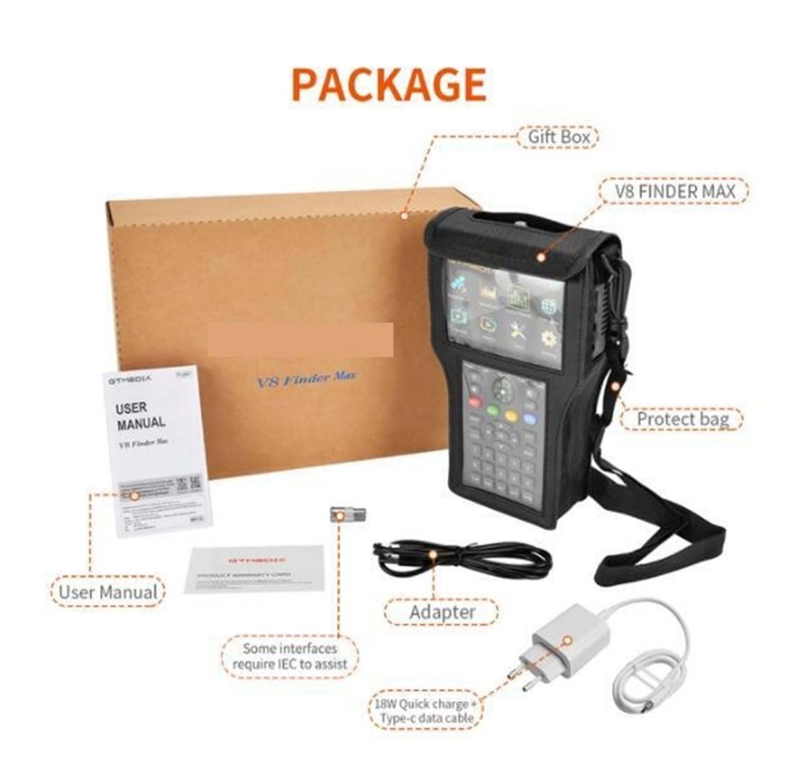 Buscador de satélite, V8 Finder Max Satellite Signal Finder DVB-S/S2/S2X H.265 Localizador de satélite 4,3 pulgadas 1080p Acm Vs V8 Finder 2/pro(Blauw)