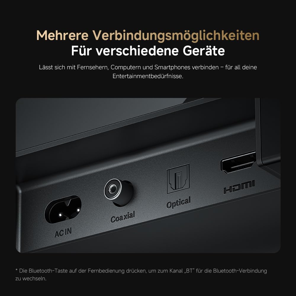 XIAOMI Soundbar Pro 2.1ch, TV-Soundbar 300W Max., kraftvoller Bass mit externem kabellosem Subwoofer, unterstützt Dolby Audio™ & DTS Virtual:X, HDMI ARC/Optisch/Koaxial/Bluetooth, Fernbedienung