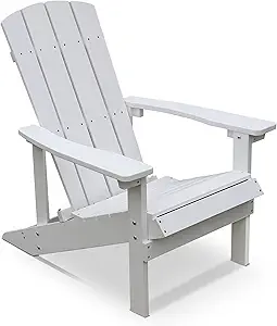 Plastic Adirondack Chair, All Weather Resistant Poly Lumber Fire Pit Chairs, Composite Adirondack Chairs with Wood Grain for Outdoor Patio Deck