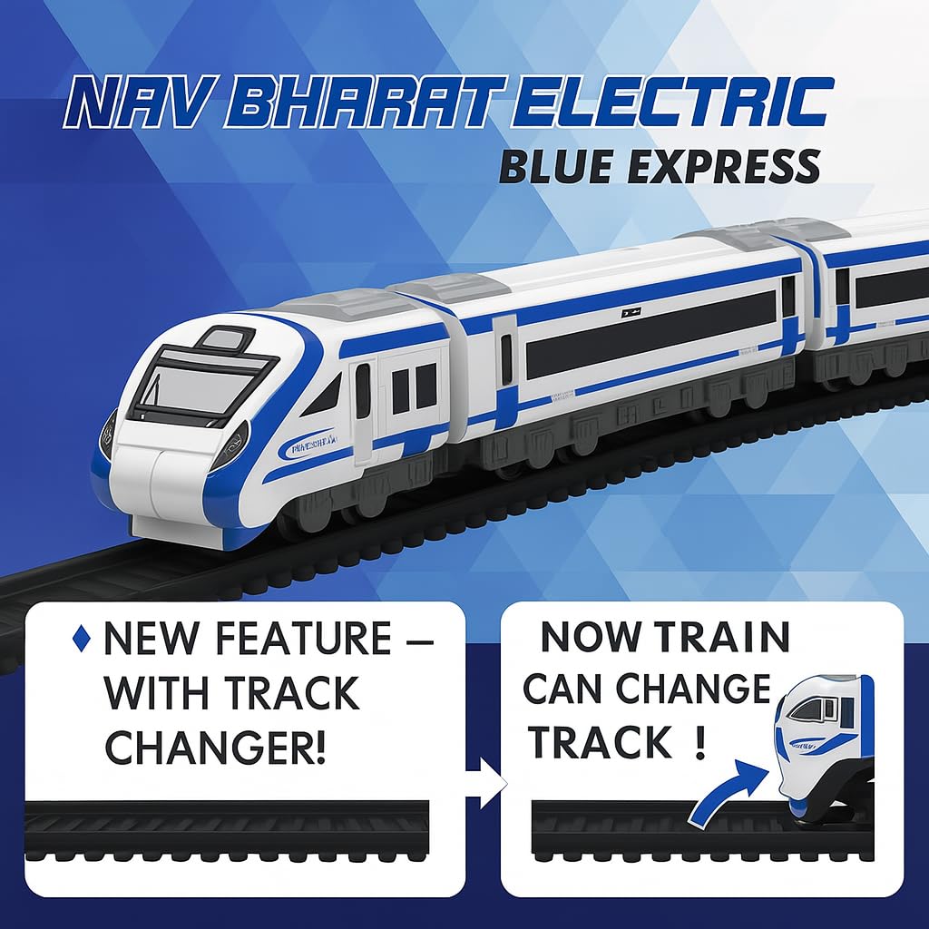 Amisha Gift Gallery Toy Train Vande Bharat Bullet Train Set for Kids – Big Size Battery Operated Electric Locomotive Toy with Interlocking Railway Tracks, Coaches, Track Changer – Indian Model Train - Image 9 thumbnail